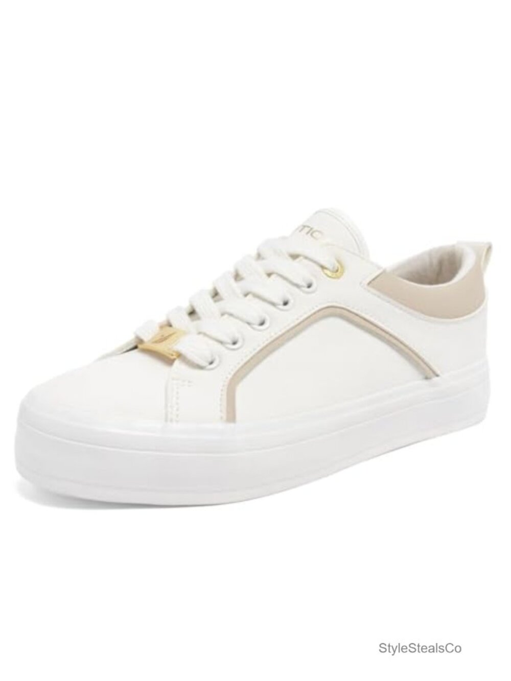 Faux Leather Lace-Up Fashion Sneakers for Women - Casual Tennis Shoes